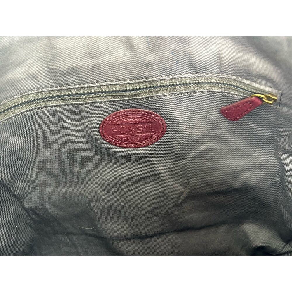 Fossil Handbag Purse Purple Pebble Leather Crossbody Or Shoulder Zip Boho Chic - Picture 12 of 16